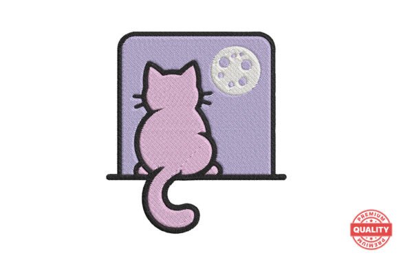 Cat Watching Moon Embroidery Review for Real Projects