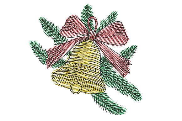Christmas Bell Embroidery Designs for Small Business Merch