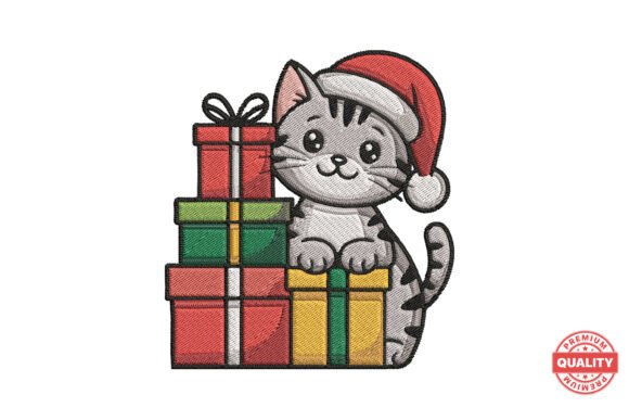 Christmas Cat with Presents Embroidery Review