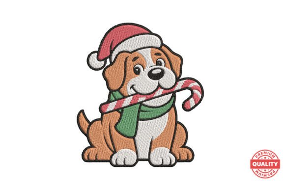 Christmas Dog with Candy Cane Embroidery Review for Apparel Projects