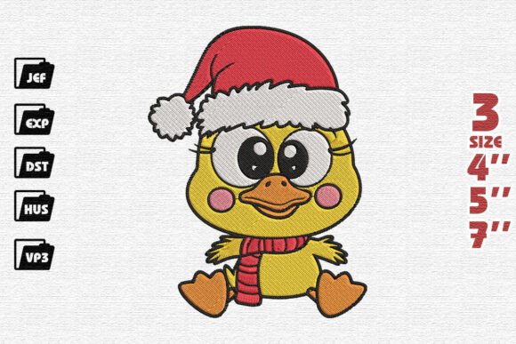 Cute Christmas Duckling in Santa Hat Embroidery Design Review