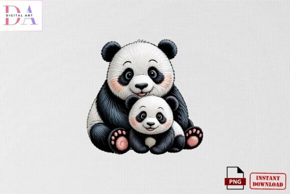 Cute Panda Family Embroidery PNG: A Must-Have for Craft Fair Creations