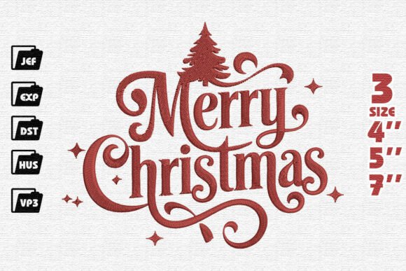Elegant Ornate Merry Christmas Flourish Embroidery Design Review
