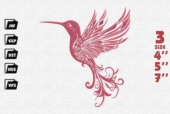 Elegant Pink Filigree Hummingbird Embroidery Design Review