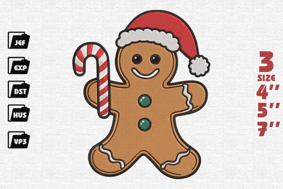 Festive Gingerbread Man with Candy Cane Embroidery Design Review
