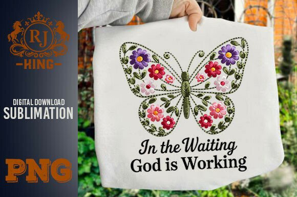 Floral Embroidery Butterfly Png for Business Merch