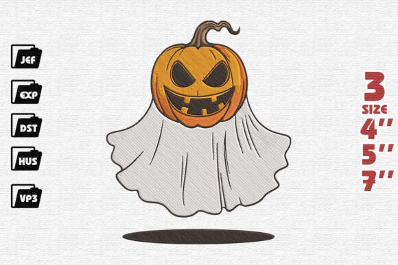 Menacing Jack-o'-Lantern Ghost Halloween Embroidery Design Review
