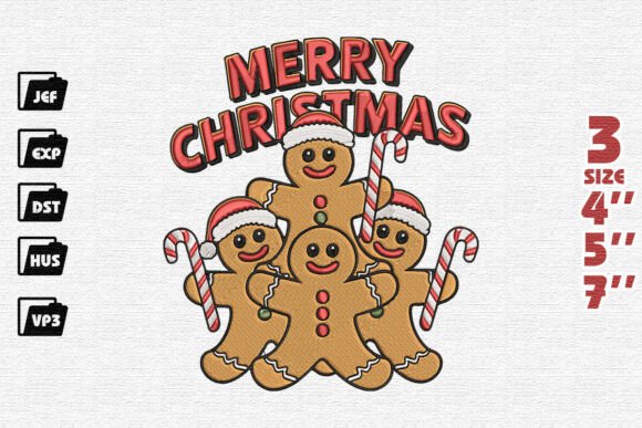 Merry Christmas Gingerbread Family Embroidery Design Review