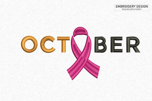 October Ribbon Breast Cancer Embroidery