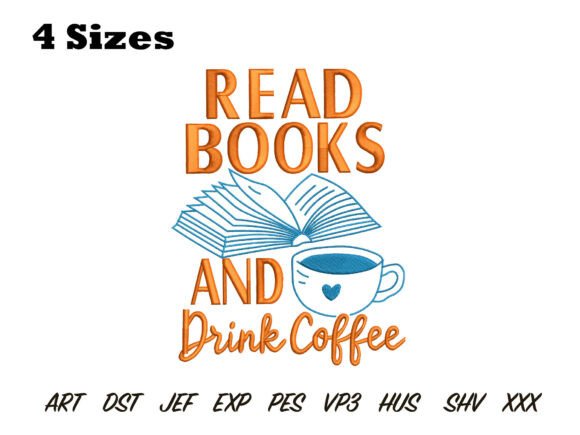 Read Books Drink Coffee Embroidery: A Whimsical Design for Craft Fair Success