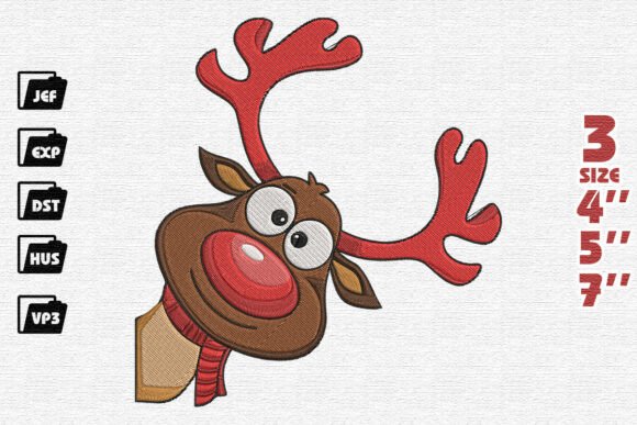 Smiling Peeking Reindeer Embroidery Design Review